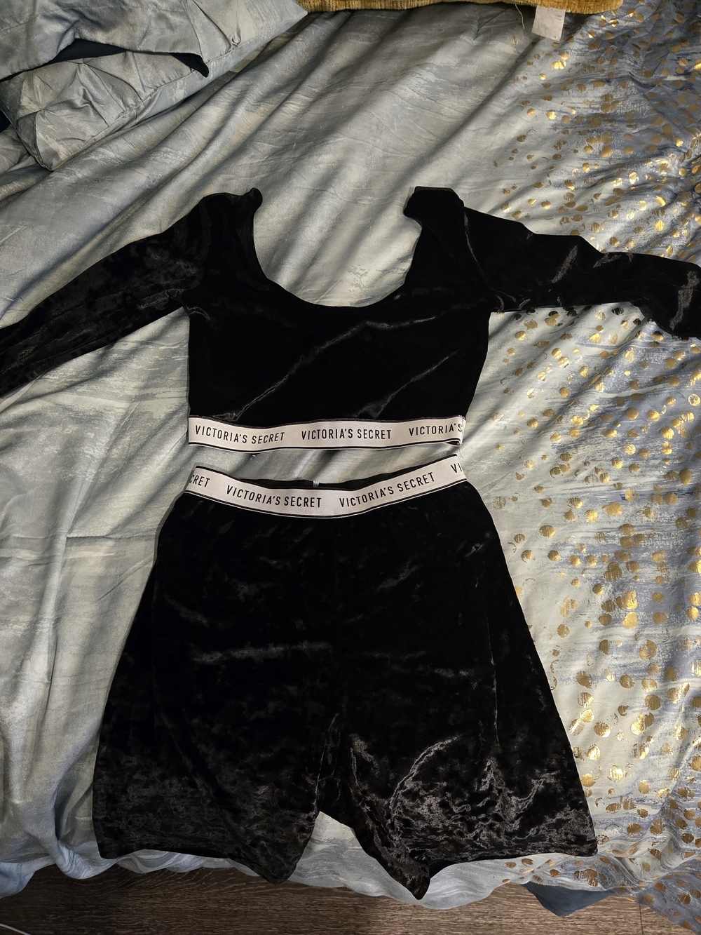 Like NEW Victoria's Secret Black Velvet Two-Piece Sporty Lounge Set